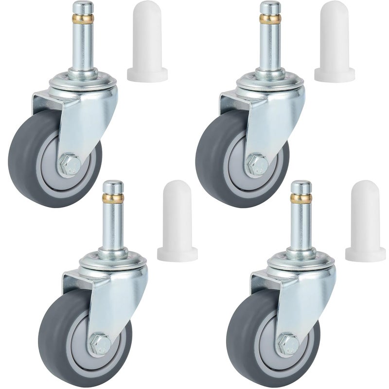 Finnhomy 2 Inches Stem Caster Wheels Set of 4 Heavy Duty 7/16 Inch Stem Diameter Swivel Casters TPR Replacement Wheels for Utility Cart/Mop Bucket/Wet & Dry Vacuum/Grills/Shop Mechanic Stool - Image 1